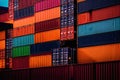 Stack of Cargo Containers in an intermodal yard Royalty Free Stock Photo