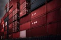 Stack of Cargo Containers in an intermodal yard Royalty Free Stock Photo