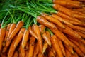 Stack of carrots on a market stall