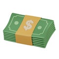 Stack of Cash with Currency Band 3D Icon Royalty Free Stock Photo