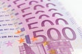 Stack of cash money - 500 euro bills macro Royalty Free Stock Photo