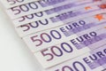 Stack of cash money - 500 euro bills macro Royalty Free Stock Photo