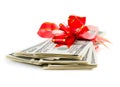 Stack of Cash With Red Bow Royalty Free Stock Photo