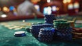 The stack of casino chips.AI generated image Royalty Free Stock Photo