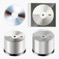 Stack of CDs isolated on a white background. Pile of CDs, compact disc tower, many DVDs, heap of digital versatile discs. Vector