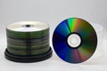 A stack of CDs on spool isolated on white background. Pile of compact disc Royalty Free Stock Photo