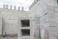 Stack of cement blocks at the construction site