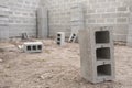 Stack of cement blocks at the construction site Royalty Free Stock Photo