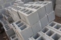 Stack of cement blocks at the construction site. cinder blocks background. Royalty Free Stock Photo