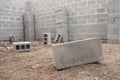 Stack of cement blocks at the construction site. cinder blocks background. Royalty Free Stock Photo