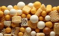 A Stack of Ceramic Beads in Shades of Yellow and Tan.ai