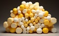 A Stack of Ceramic Beads in Shades of Yellow and Tan.ai