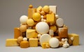 A Stack of Ceramic Beads in Shades of Yellow and Tan.ai