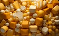 A Stack of Ceramic Beads in Shades of Yellow and Tan.ai