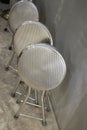 Stack chairs stainless in store
