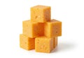 Stack of cheddar cheese cubes Royalty Free Stock Photo