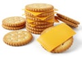 Stack of cheese crackers isolated on white background Royalty Free Stock Photo