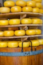 Stack of cheese in s shop from Delft, Netherlands Royalty Free Stock Photo