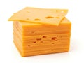 Stack of cheese slices isolated on white background Royalty Free Stock Photo