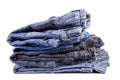 Stack of children's jeans isolated on white Royalty Free Stock Photo