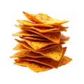 stack of chili tortilla chips isolated