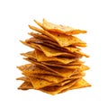 stack of chili tortilla chips isolated