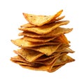 stack of chili tortilla chips isolated