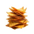 stack of chili tortilla chips isolated