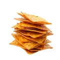 stack of chili tortilla chips isolated