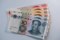 Stack of Chinese yuan banknotes - RMB