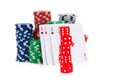 Stack of chips and dice isolated Royalty Free Stock Photo