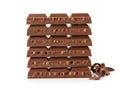 Stack of chocolate bars isolated on white background Royalty Free Stock Photo
