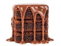 Stack of chocolate brownies isolated on white background Royalty Free Stock Photo