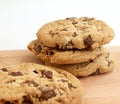 Stack of Chocolate chip cookies on wooden background Royalty Free Stock Photo