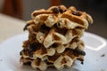 Stack of chocolate chip waffles