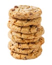 Stack of chocolate chunk crispy cookie Royalty Free Stock Photo