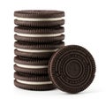 Stack of chocolate cookies isolated on white background Royalty Free Stock Photo