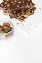 Stack of chocolate with nuts. Royalty Free Stock Photo