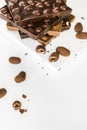 Stack of chocolate with nuts. Royalty Free Stock Photo