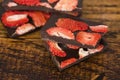 Stack of chocolate slices with strawberry Royalty Free Stock Photo
