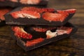 Stack of chocolate slices with strawberry Royalty Free Stock Photo