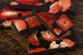Stack of chocolate slices with strawberry Royalty Free Stock Photo