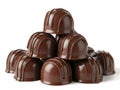 Stack of chocolate truffles isolated on white background Royalty Free Stock Photo