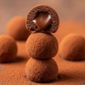 Stack of chocolate truffles isolated on white background Royalty Free Stock Photo