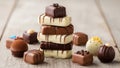 Stack of chocolate truffles isolated on white background Royalty Free Stock Photo