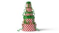 Stack of christmas gift boxes isolated on white background Royalty Free Stock Photo