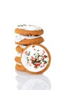Stack of christmas ginger sugar cookies with sprinkles