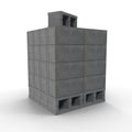 Stack of Cinder Block Bricks isolated on white. 3D illustration Royalty Free Stock Photo