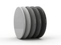 Stack of circular objects, isolated on white background Royalty Free Stock Photo
