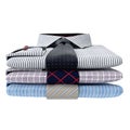 Stack of classic men's shirts and ties, front view